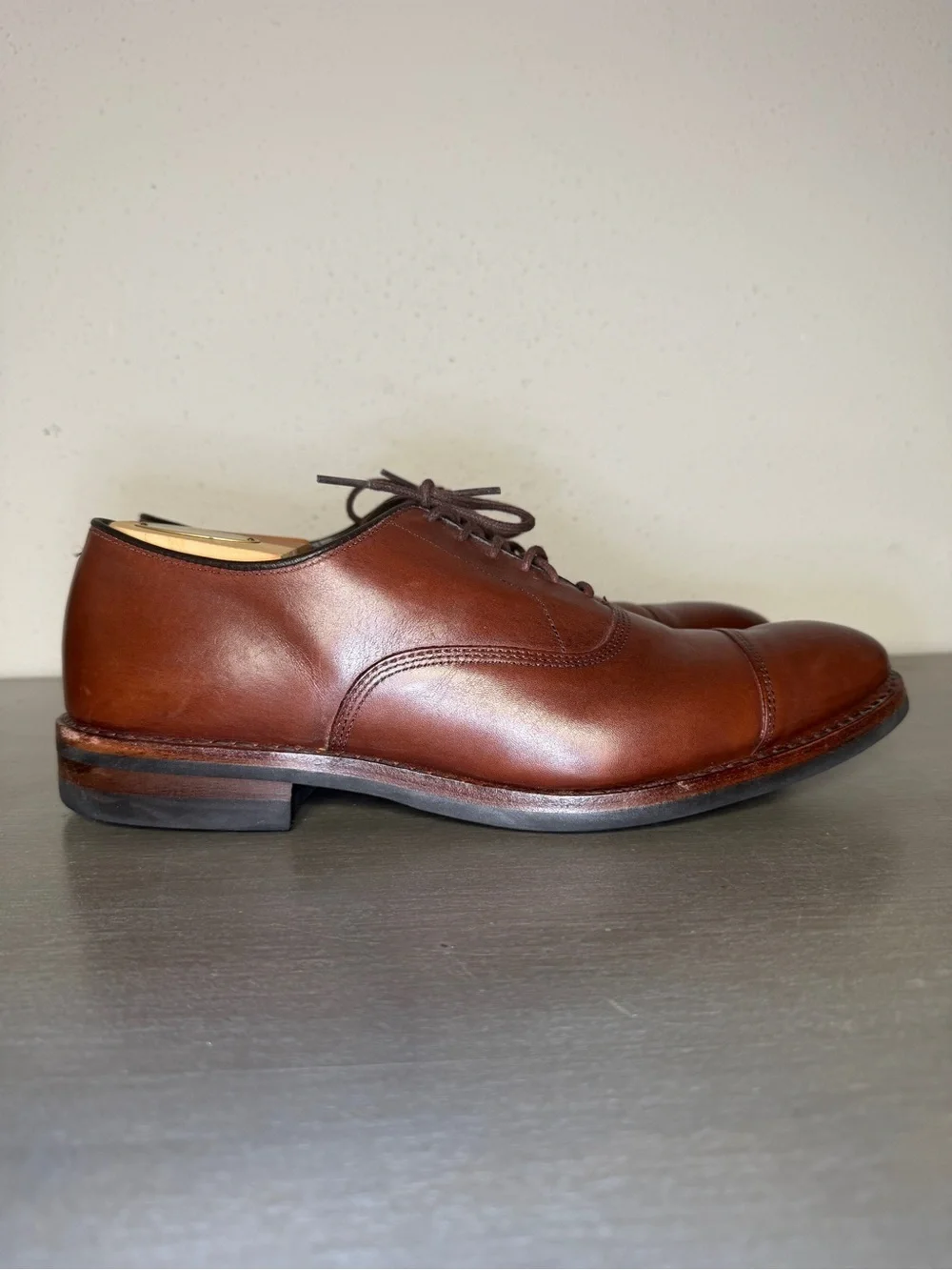 Allen Edmonds Park Avenue 10 D Brown Leather Cap Toe Oxfords Dainite Sole Shoes